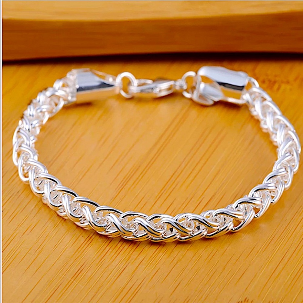 Braided Sterling Silver Matching Necklace Bracelet Set - Picture 5 of 5